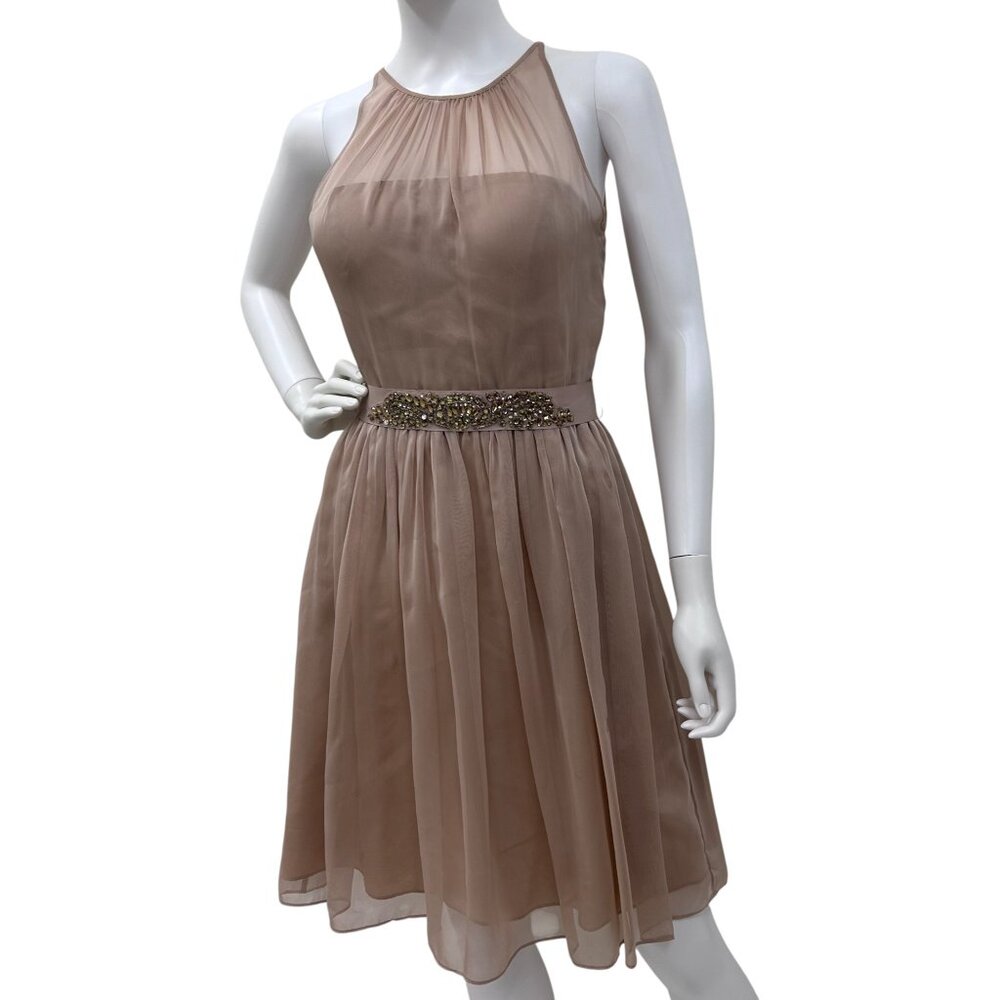 Adrianna Papell Beaded Halter Chiffon Dress - Size 4